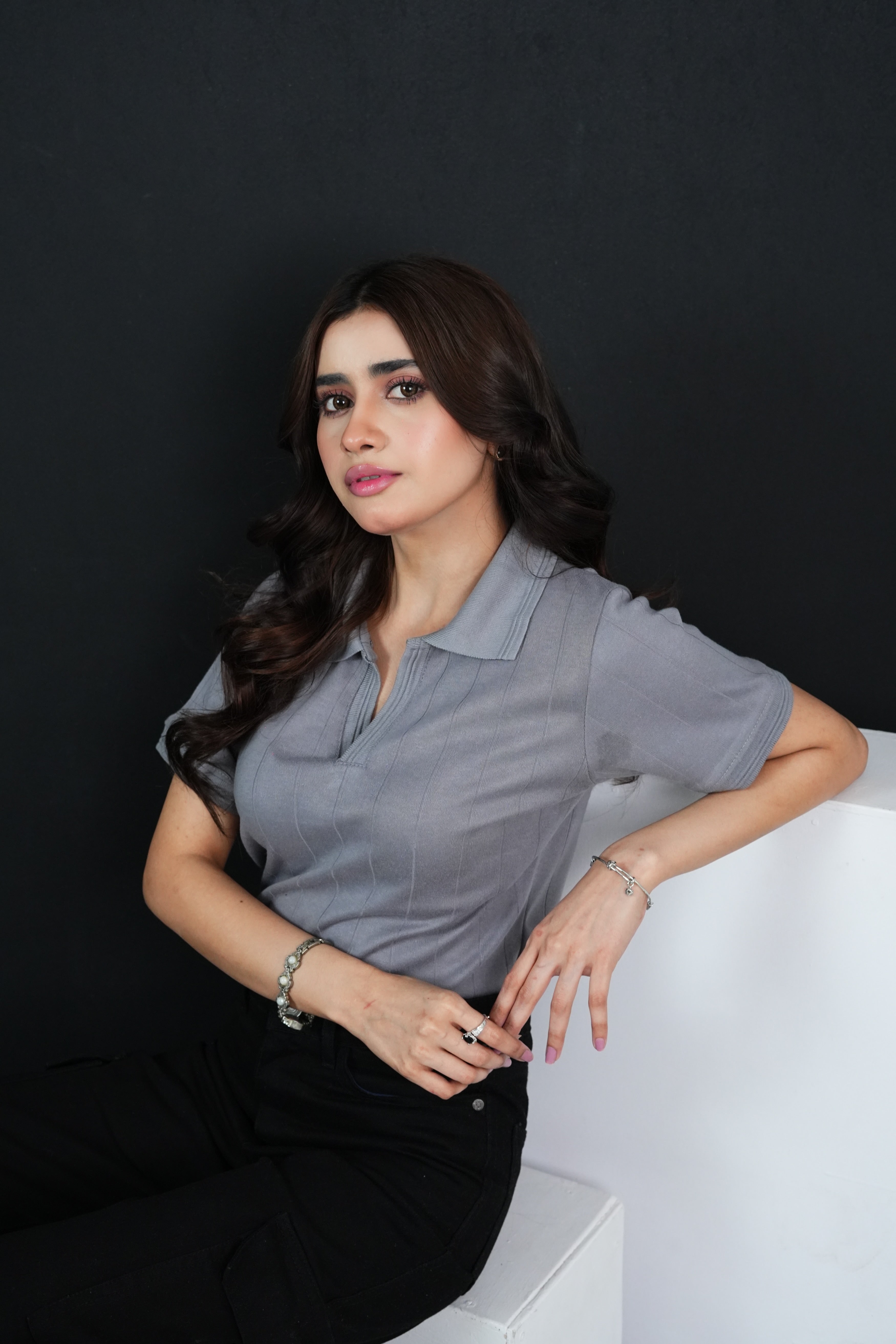 Gray Drop Needle Polo